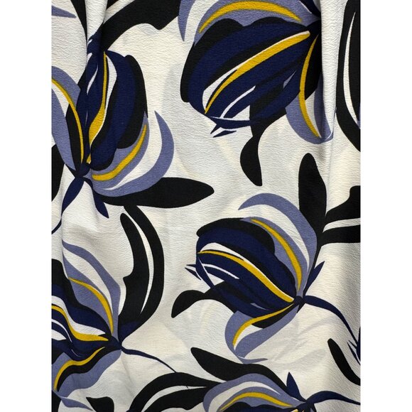 M&S Collection Womens Cream & Navy Floral Print Blouse With 3/4 Sleeves Size 20 - Picture 3 of 10